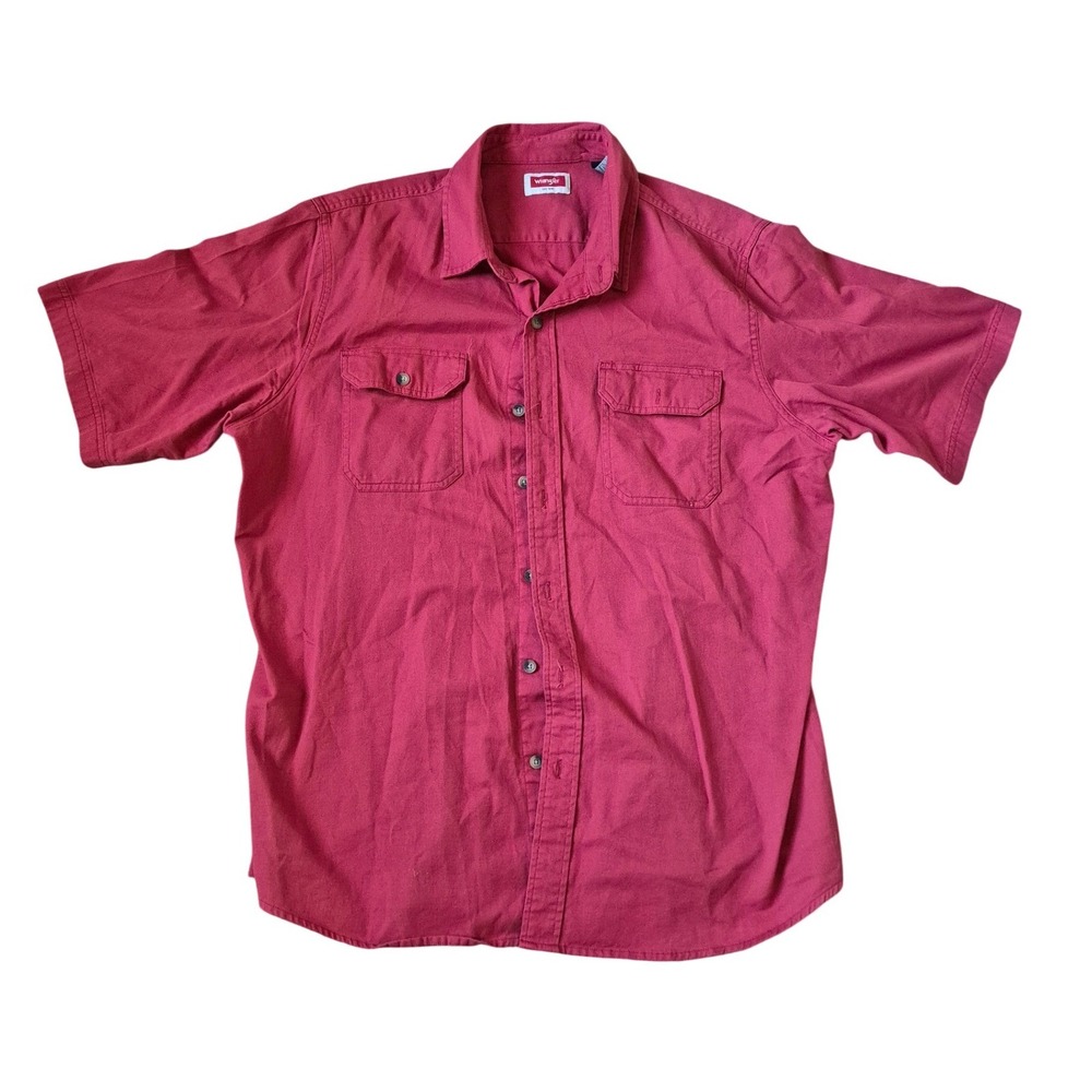 Wrangler Men's Red Casual Button Down Shirt Size XL Holiday Vday Lightweight